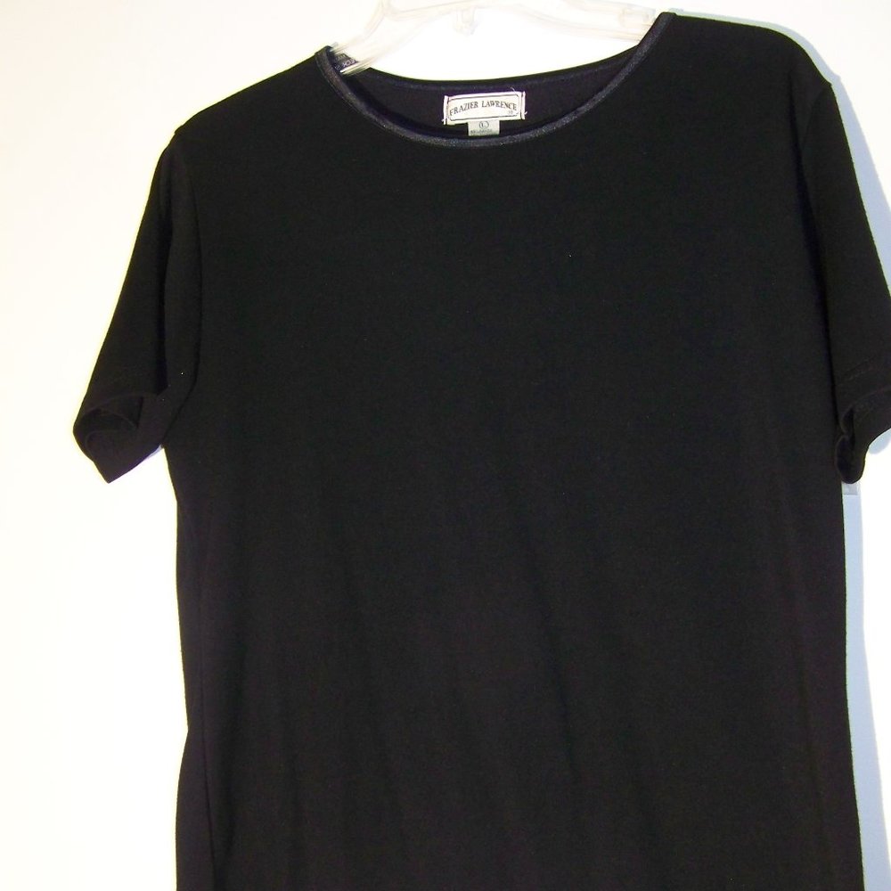 Frazier Lawrence Rayon Poly Black top with Satin Trim Large